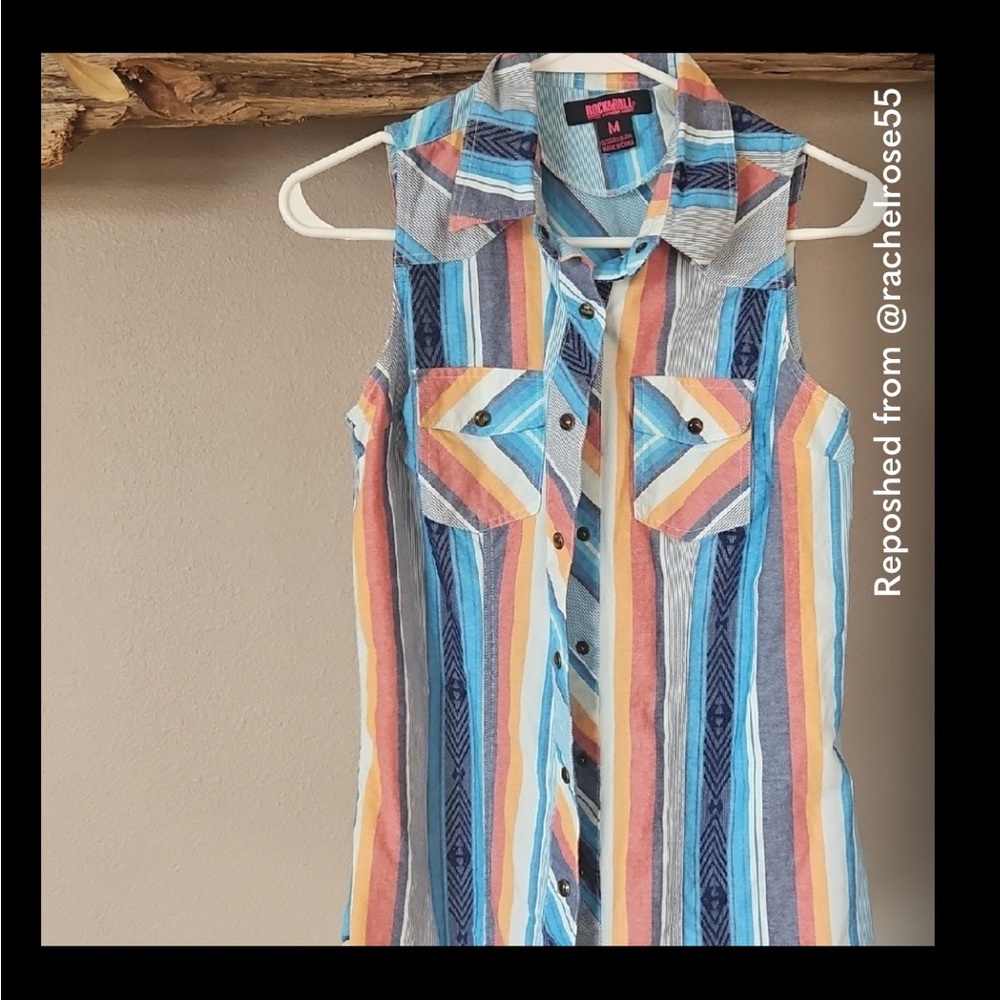 Striped Multicolor Sleeveless Tank Top